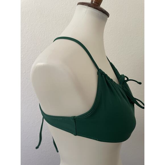 BCBG Paris Swim Bikini Top Keyhole Pleated Green Swimwear - Picture 3 of 5